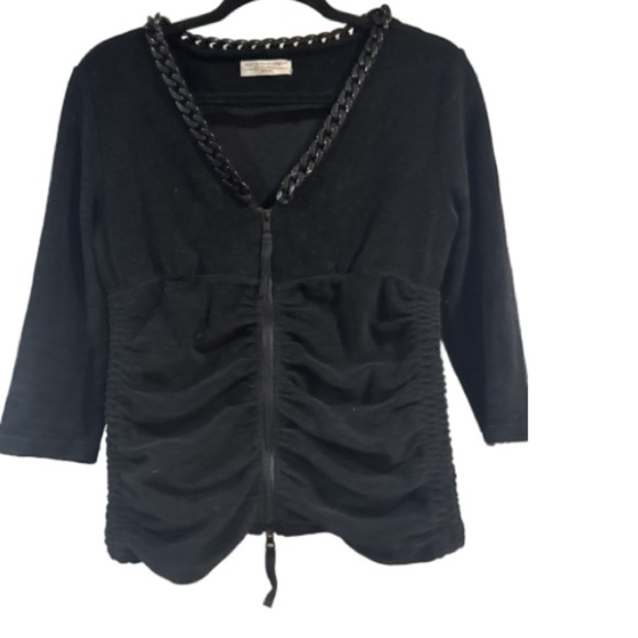 Boston Proper Jackets & Blazers - Boston Proper Black zip front French terry jacket with Chain Accent